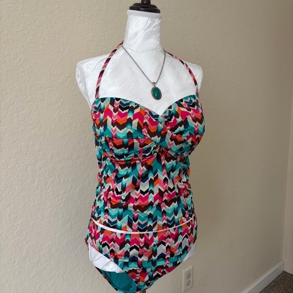 La Blanca Chevron Midkini Tankini Colorful Sweetheart Twist Swim Set 14